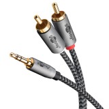 Laidas 3.5mm stereo - 2RCA (K-K) 3m pintas su dviguba izoliacija gold Goobay